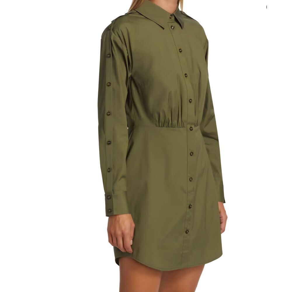Veronica Beard Dress Women's 4 Olive Green Rae Poplin Mini Button Down Preppy
